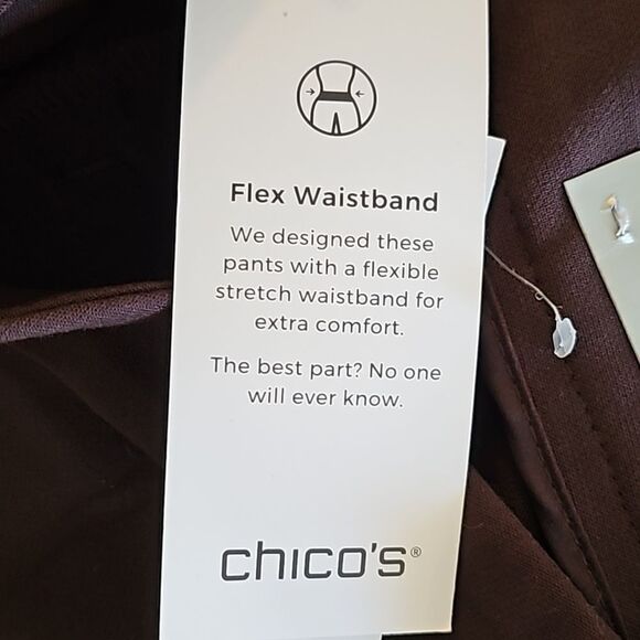 NWT Chico's Flex Waist Modern Tailored Full Length Pants Basic Brown Size 12 R - Picture 10 of 13